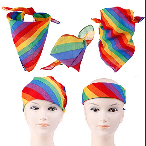 XGOOD 6 Pieces Rainbow Hippie Party Set Rainbow Bandanas Rainbow Peace Sign Pedant Necklace Hippie Colorful Sunglasses 60s for Women Men Party Supplies