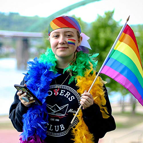 XGOOD 6 Pieces Rainbow Hippie Party Set Rainbow Bandanas Rainbow Peace Sign Pedant Necklace Hippie Colorful Sunglasses 60s for Women Men Party Supplies