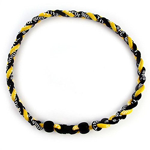 MapofBeauty 18" Sport Style Two Colors Fashion Three Braided Rope Tornado Necklace (Yellow/Black)