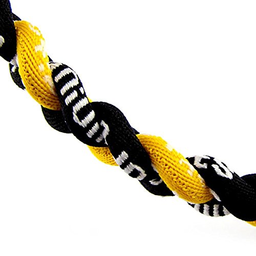 MapofBeauty 18" Sport Style Two Colors Fashion Three Braided Rope Tornado Necklace (Yellow/Black)