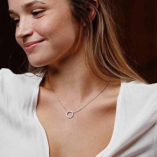 Ava Riley Dainty Karma Necklace Hammered Open Circle Pendant Necklace Casual Necklace Simple Necklace for Women