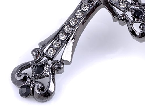 Alilang Womens Black Silver Clear Crystal Rhinestones Celtic Holy Cross Pendant Necklace, Black