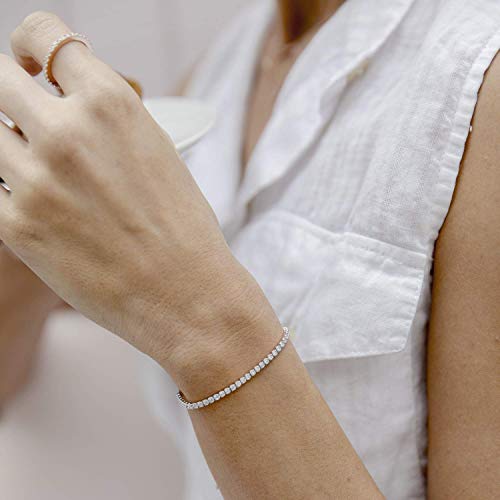 PAVOI 14K Gold Plated Cubic Zirconia Classic Tennis Bracelet for Women in Yellow Gold