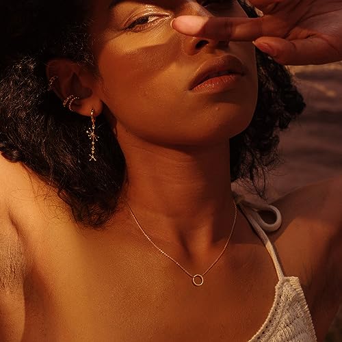 Fettero Circle Necklace Gold Open Karma Pendant 14K Gold Plated Dainty Simple Jewelry for Women