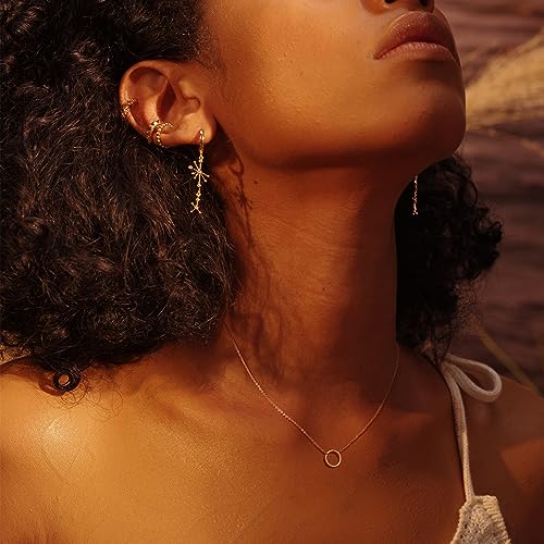 Fettero Circle Necklace Gold Open Karma Pendant 14K Gold Plated Dainty Simple Jewelry for Women