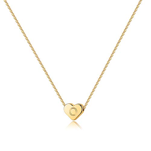 Turandoss O Necklace for Women Heart Initial - 14K Gold Filled Heart Initial Necklaces for Women, Tiny Initial Necklace for Girls Jewelry, Heart Initial Necklace for Women Girls Gifts