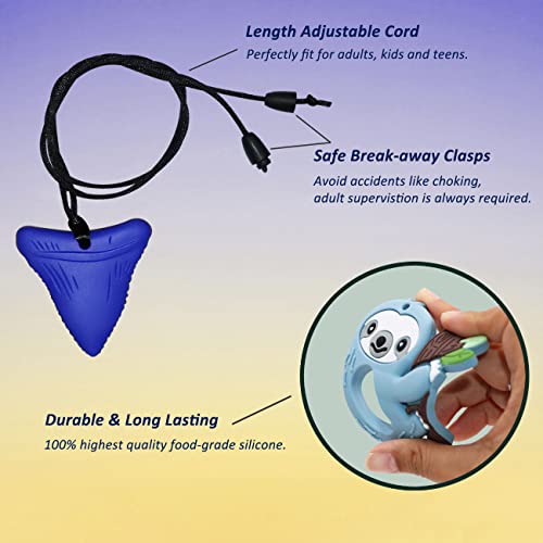 Sensory Chew Necklace for Kids Boys Girls, 6 Pack Silicone Chew Toys for Kids with ADHD Autism, Anxiety, Chewy Necklace Sensory Reduce Adults Children Chewing Fidgeting