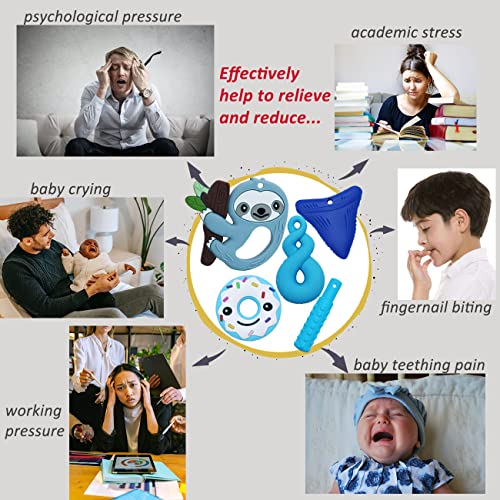 Sensory Chew Necklace for Kids Boys Girls, 6 Pack Silicone Chew Toys for Kids with ADHD Autism, Anxiety, Chewy Necklace Sensory Reduce Adults Children Chewing Fidgeting