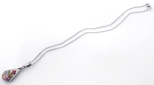 Amazon Essentials Sterling Silver Multi Pressed Flower Teardrop Pendant Necklace, 16' (previously Amazon Collection)