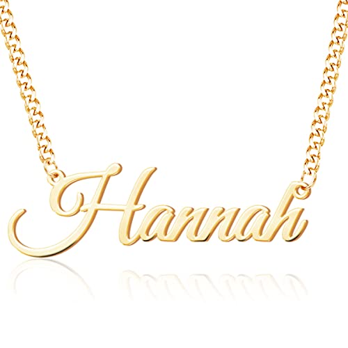 EVER2000 Custom Name Necklace, 18K Gold Plated Nameplate Personalized Jewelry Gift for Women