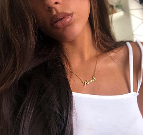 EVER2000 Custom Name Necklace, 18K Gold Plated Nameplate Personalized Jewelry Gift for Women