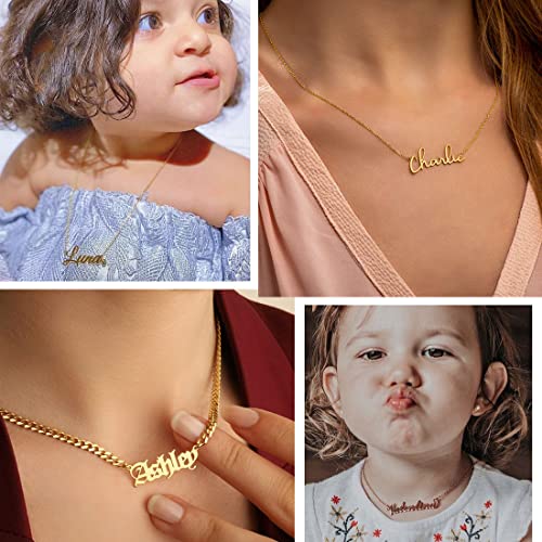 EVER2000 Custom Name Necklace, 18K Gold Plated Nameplate Personalized Jewelry Gift for Women