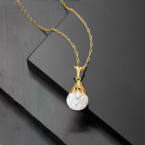 Ross-Simons Floating Opal Pendant Necklace in 14kt Yellow Gold. 20 inches