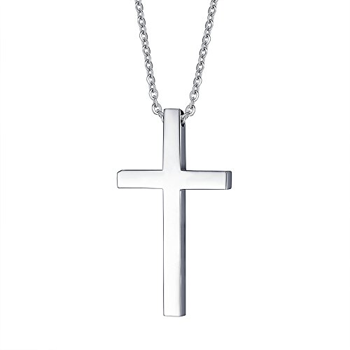 Reve Simple Stainless Steel Silver Tone Cross Pendant, No Color, Size No Size