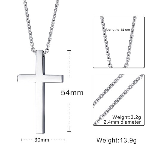 Reve Simple Stainless Steel Silver Tone Cross Pendant, No Color, Size No Size