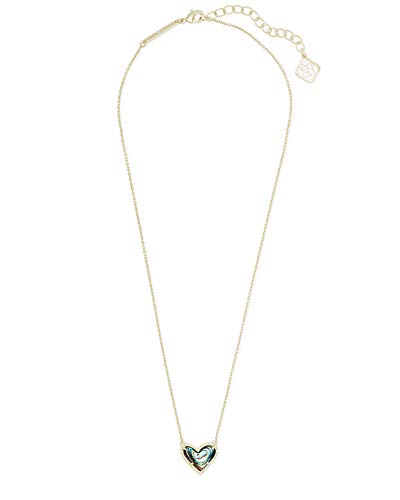 Kendra Scott Ari Heart Pendant Necklace for Women, Fashion Jewelry, 14k Gold-Plated, Abalone Shell