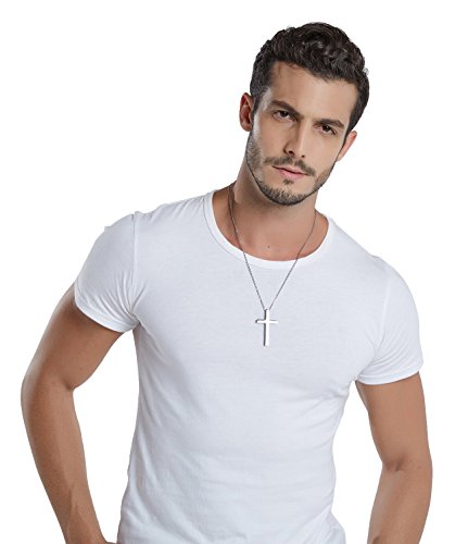 Reve Simple Stainless Steel Silver Tone Cross Pendant, No Color, Size No Size