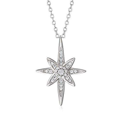 Ross-Simons 0.33 ct. t.w. CZ North Star Pendant Necklace in Sterling Silver. 18 inches