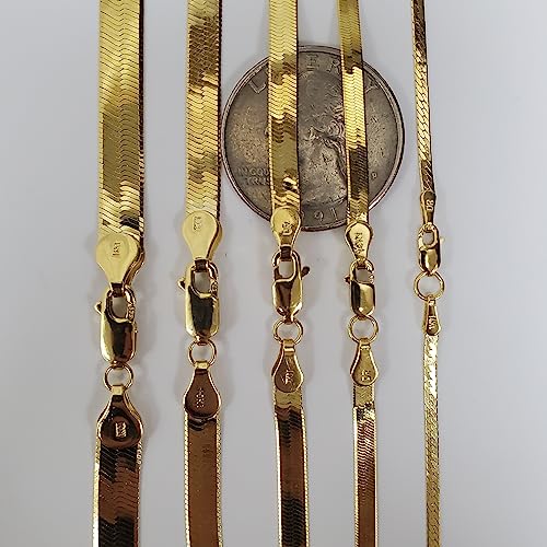 The Diamond Deal 14K Yellow Gold 3.00mm Shiny Imperial Herringbone Chain Necklace or Bracelet for Pendants and Charms with Lobster-Claw Clasp (3MM And 16")