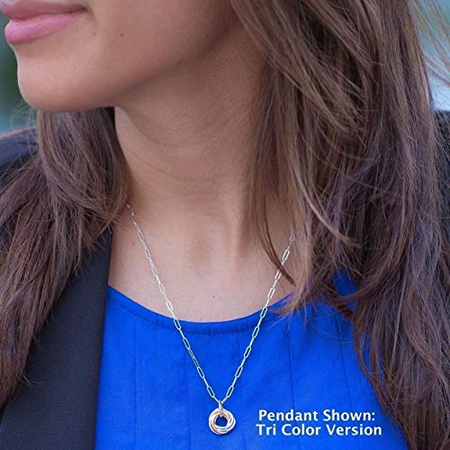 Dainty Two-Tone Love Knot Pendant Necklace with Mixed 14K Gold-Filled and 925 Sterling Silver Circles Casual Jewelry Gift Idea for Graduation - 18"