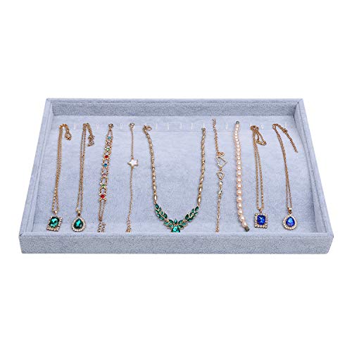 STYLIFING 20 Hooks Necklaces Tray Velvet Neckalce Organizer Bracelet Display Case Holder Stackable for Necklaces Hand Chains Gifts for Women Girls