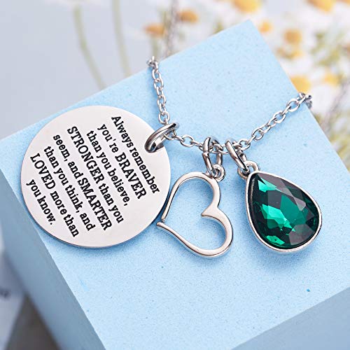 LParkin You Are Braver Than You Believe Awareness Necklace Birthstone Graduation Gift Best Friend Encouragement Gifts …