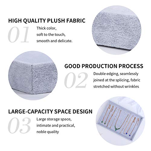 STYLIFING 20 Hooks Necklaces Tray Velvet Neckalce Organizer Bracelet Display Case Holder Stackable for Necklaces Hand Chains Gifts for Women Girls