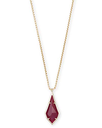 Kendra Scott Olivia Long Pendant Necklace for Women, Fashion Jewelry, 14k Gold-Plated, Maroon Jade