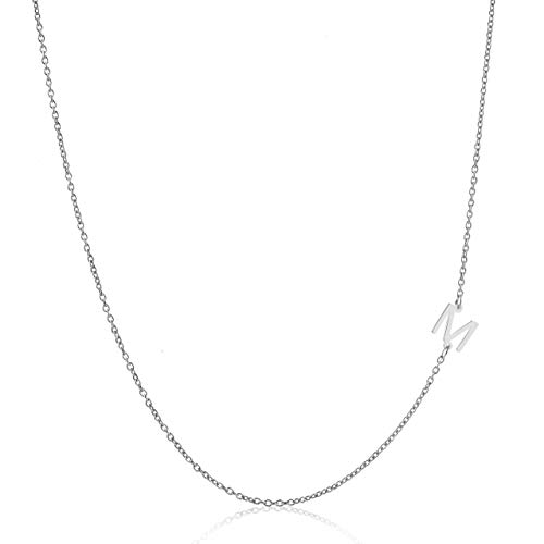 Deidreamers Sterling Silver Side Mini Initial Necklace M