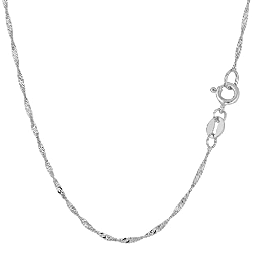 The Diamond Deal 14K Yellow or White Gold 1.5mm Shiny Diamond-Cut Classic Singapore Chain Necklace for Pendants and Charms with Spring-Ring Clasp (20" And white-gold)