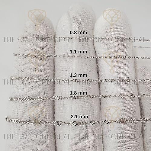 The Diamond Deal 14K Yellow or White Gold 1.5mm Shiny Diamond-Cut Classic Singapore Chain Necklace for Pendants and Charms with Spring-Ring Clasp (20" And white-gold)