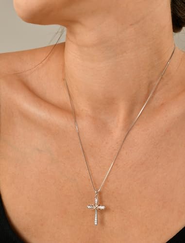 YL Women's Cross Necklace Sterling Silver Cubic Zirconia Infinity Crucifix Pendant 18K Rose Gold Plated Criss Jewelry