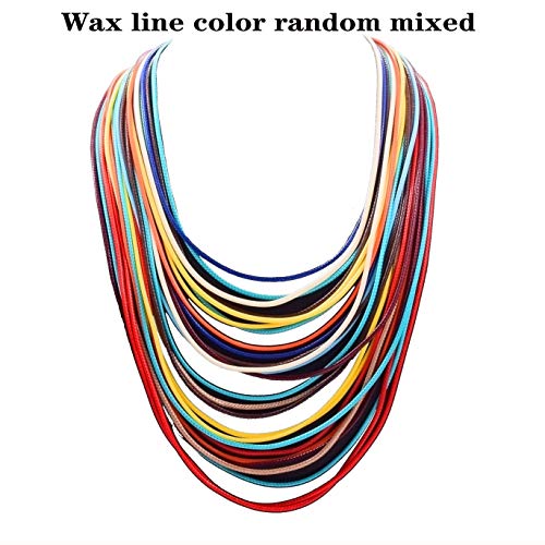 Women Multi Layer Chunky Bib Necklace Magnetic Clasp Wax Line Choker Statement Jewelry
