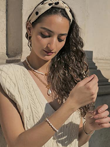 PEARLADA Large Baroque Pearl Pendant Necklace, 18k Gold Chunky Chain Link Necklace for Women, Statement Necklace with Toggle Clasp