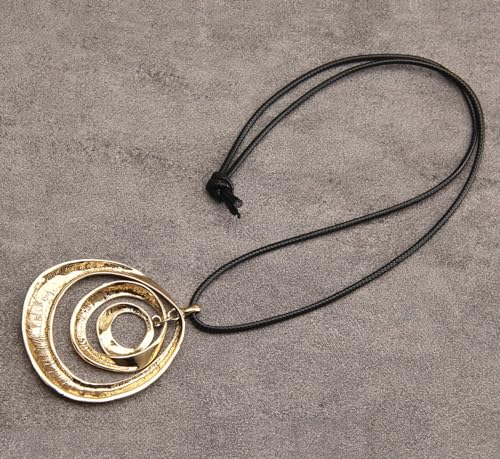 Popeoiuh Leather Necklace for Women Vintage Boho Choker Necklace Gold Statement Pendant Necklace with Black Leather Rope