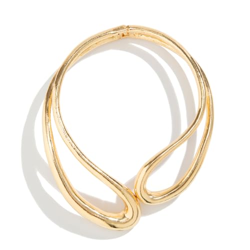 Abiotp Chunky Gold Choker Collar Necklaces Irregular Stretch Open Statement Necklace Twisted Geometric Clavicle Necklaces for Women Teen Girls Jewelry Accessories Gifts (gold)