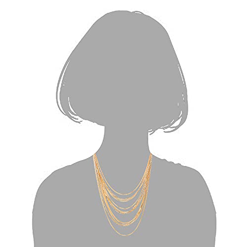 COOLSTEELANDBEYOND Gold Color Waterfall Multi-Strand Chains Statement Collar Necklace with Rhinestones Chains, Dress