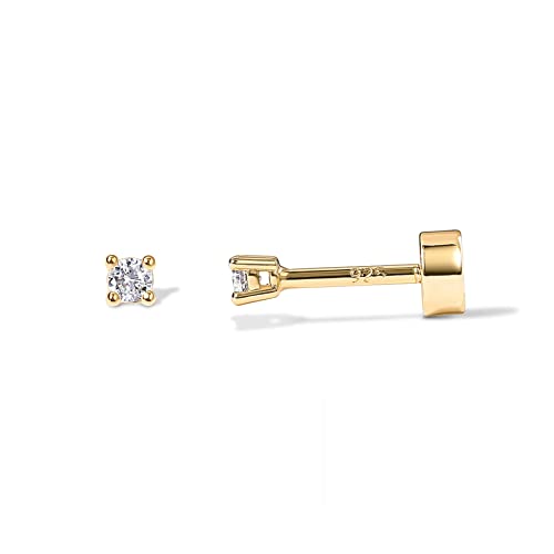 14K Gold Plated Cubic Zirconia Stud Earrings