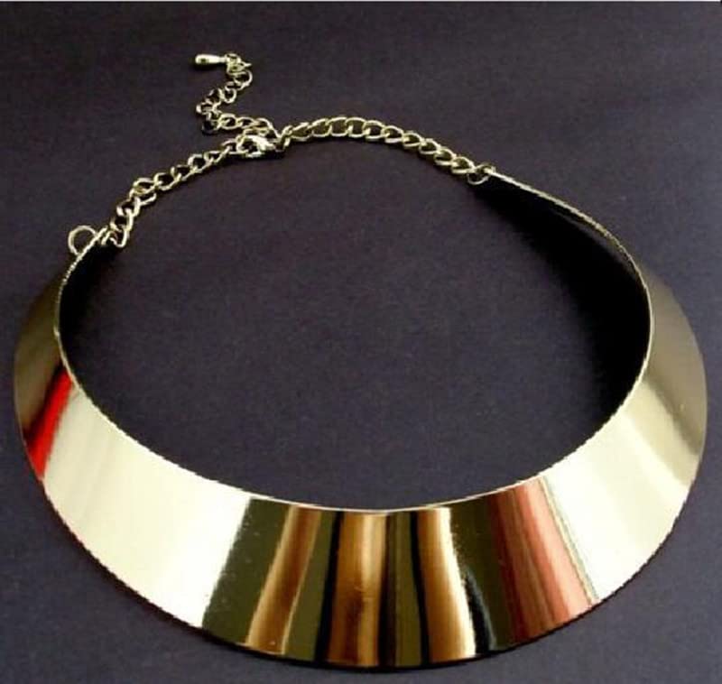 Chunky Gold Necklace Gold Statement Necklace for Women Dainty Gold Choker Necklace Gold Chunky Necklace Gold Chain Charm Necklace Exaggerated Ethnic Big Statement Necklace Gold African Tribe Wide Metal Choker Jewelry