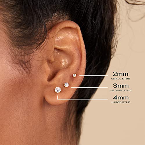 14K Gold Plated Cubic Zirconia Stud Earrings