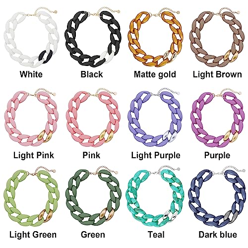 Firstmeet Statement Chunky Acrylic Brown Chain Link Choker Necklace for Women(XL-1088-Light Brown)