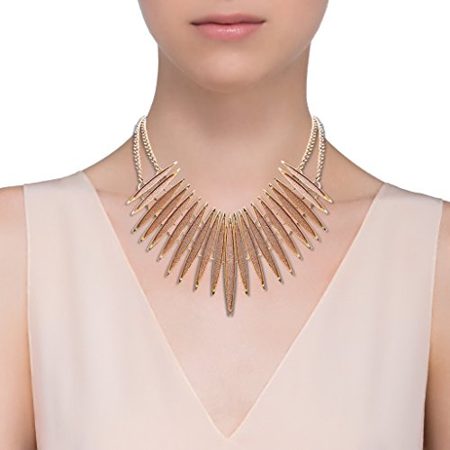 MOLOCH Sparkling Druzy Leaf Choker Necklace Fashion Gold-Tone Collar Necklace Bib Statement Chunky Tribal Necklace Woman Jewelry (Gold)