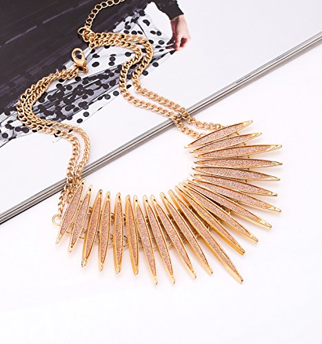 MOLOCH Sparkling Druzy Leaf Choker Necklace Fashion Gold-Tone Collar Necklace Bib Statement Chunky Tribal Necklace Woman Jewelry (Gold)