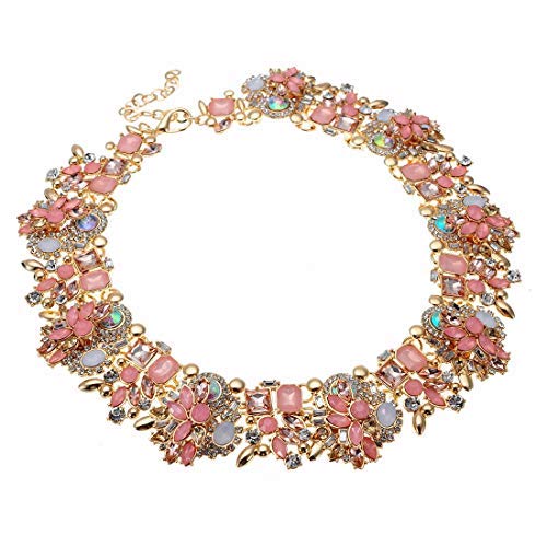 Crystal Rhinestone Statement Necklace, Vintage Chunky Chain Choker Collar Bib Statement Necklace Fashion Costume Jewelry Necklaces for Women