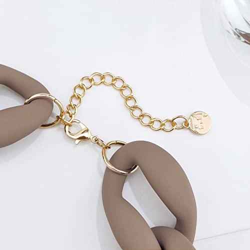 Firstmeet Statement Chunky Acrylic Brown Chain Link Choker Necklace for Women(XL-1088-Light Brown)