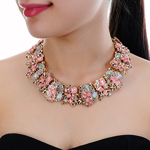Crystal Rhinestone Statement Necklace, Vintage Chunky Chain Choker Collar Bib Statement Necklace Fashion Costume Jewelry Necklaces for Women