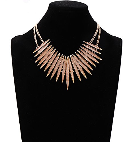 MOLOCH Sparkling Druzy Leaf Choker Necklace Fashion Gold-Tone Collar Necklace Bib Statement Chunky Tribal Necklace Woman Jewelry (Gold)