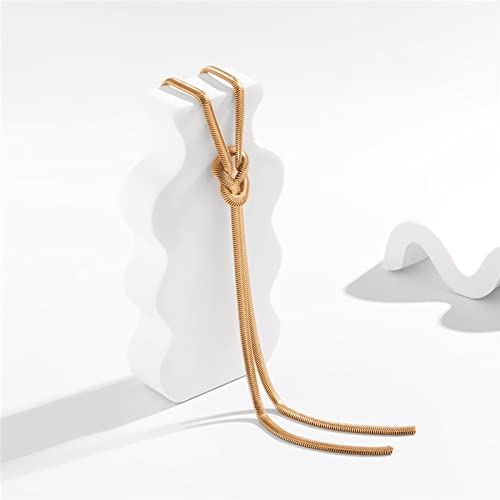 Harry and Henry Long Twisted Snake Chain Necklace Y Lariat Necklace for Women Boho Statement Necklace Gold Twist Herringbone Necklaces Gifts(Knotted-Gold)…