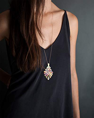 ARATLENCH Acrylic Pendant necklace Earrings – Long Statement Leaf Charm Necklace Tortoise Resin Palm Leaf Earrings Fashion Necklaces Earrings for Women Girls (Floral)