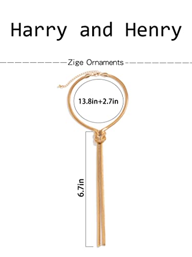 Harry and Henry Long Twisted Snake Chain Necklace Y Lariat Necklace for Women Boho Statement Necklace Gold Twist Herringbone Necklaces Gifts(Knotted-Gold)…